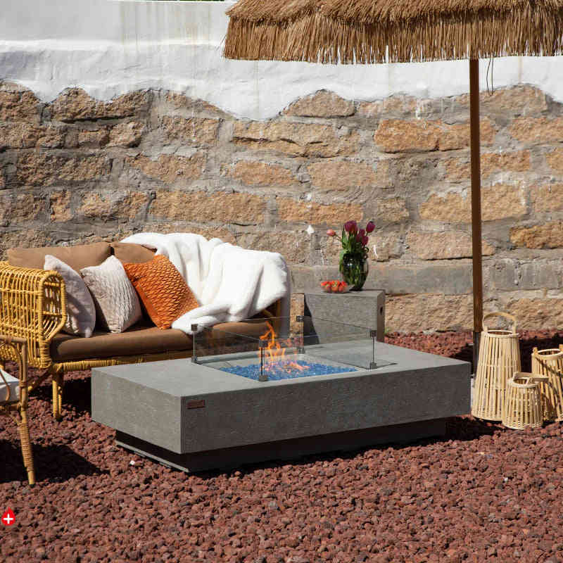 Elementi Plus Monte Carlo Rectangular Concrete Fire Pit Table
