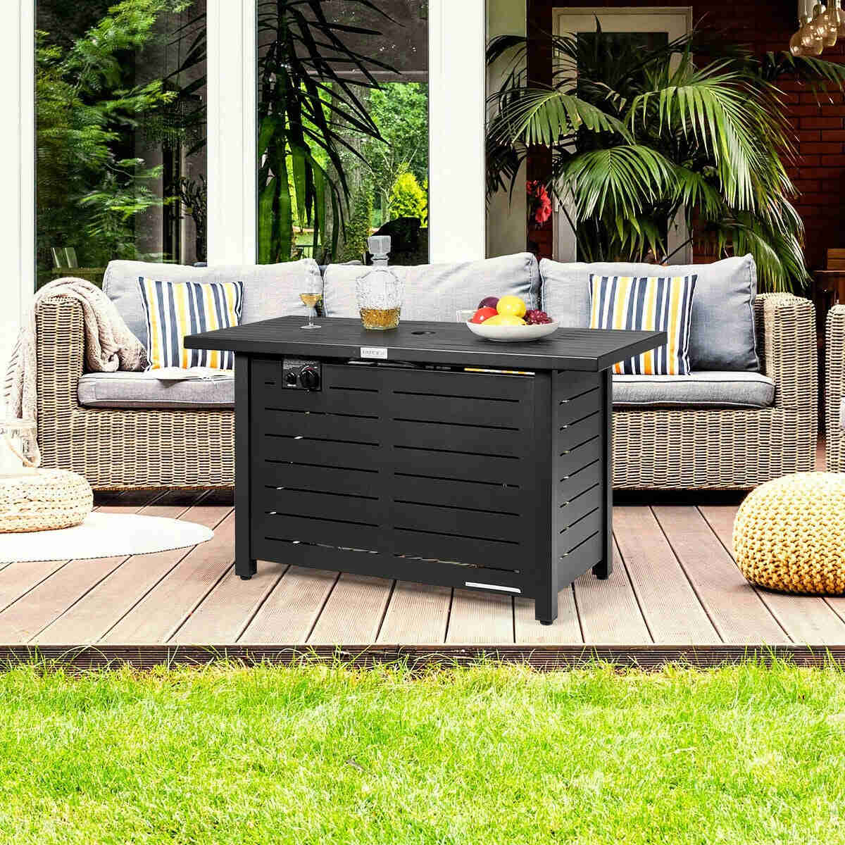 60,000 BTU Outdoor Propane Fire Pit Table, 42 Inch Rectangular
