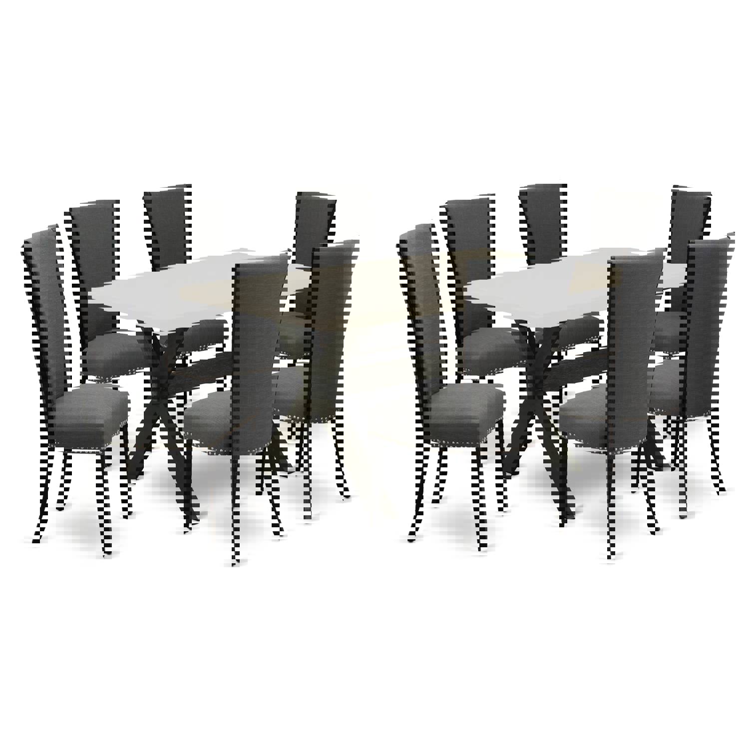 Elegant 7-Piece Modern Dining Set with Rectangular Table and 6 Chairs