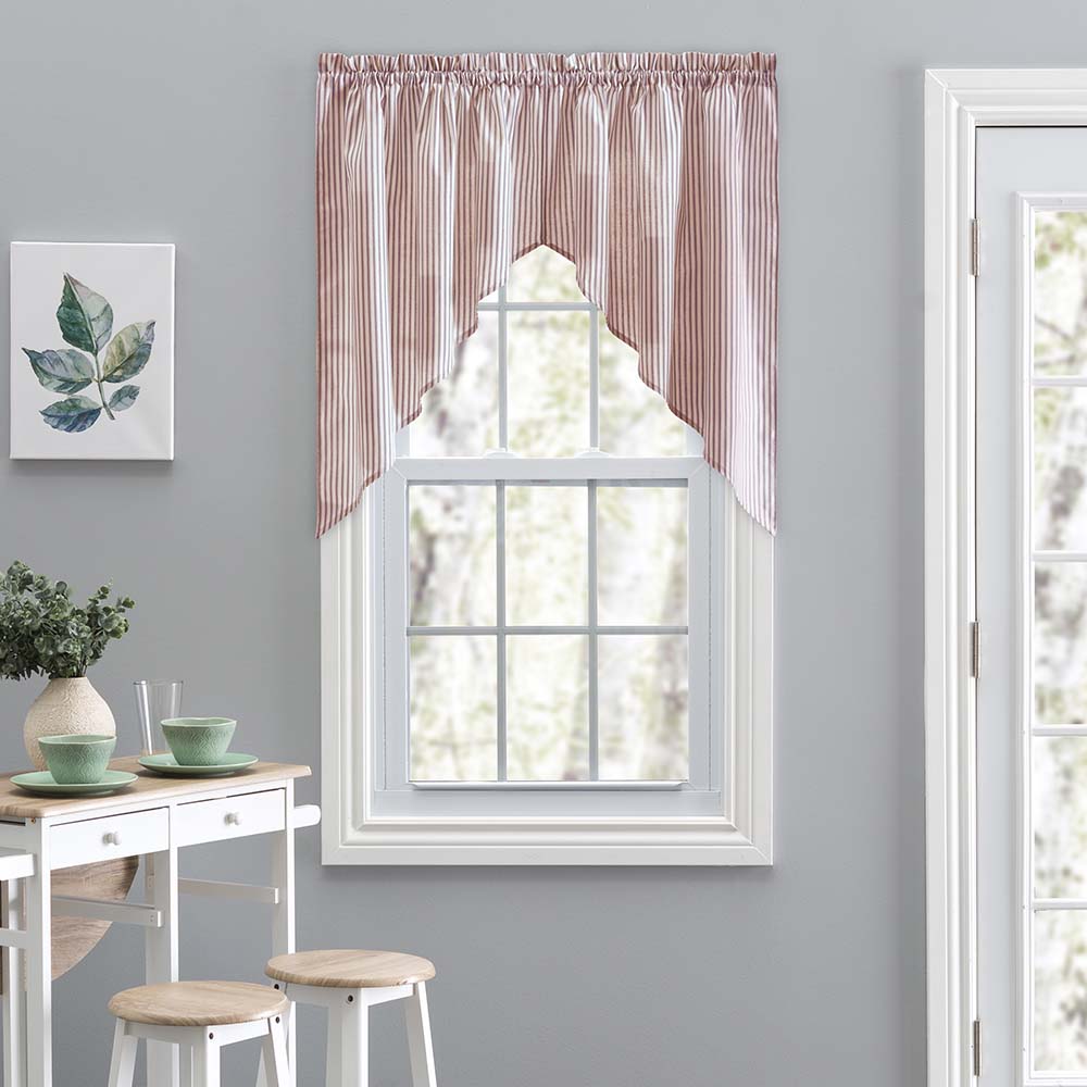 Ellis Classic Ticking Stripe Tailored Swag Curtains 56x36