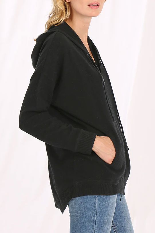 Luxurious Oversized Zip Hoodie - Black