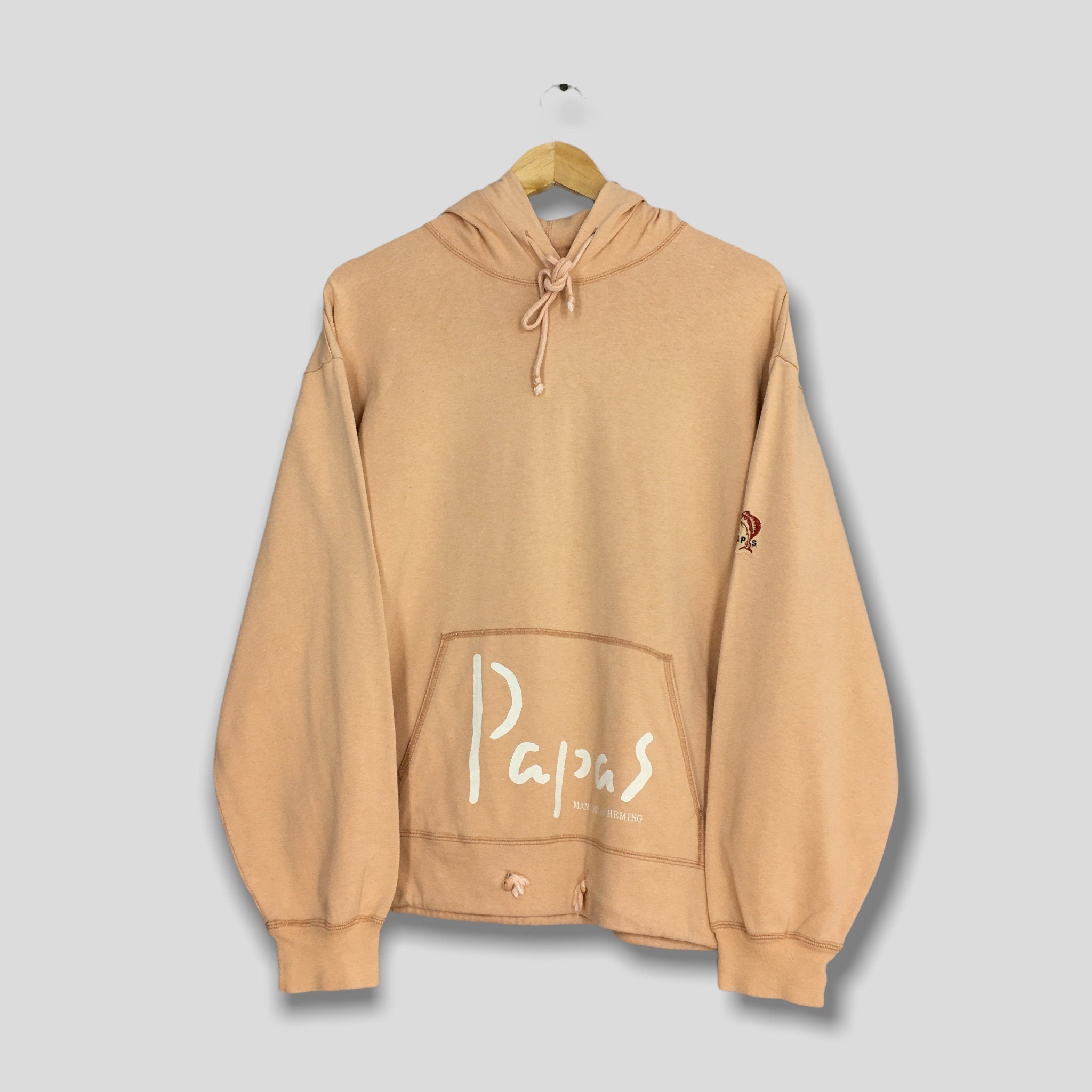 Vintage 90s Papas Maniere De Heming Hoodie Sweatshirt, Size M