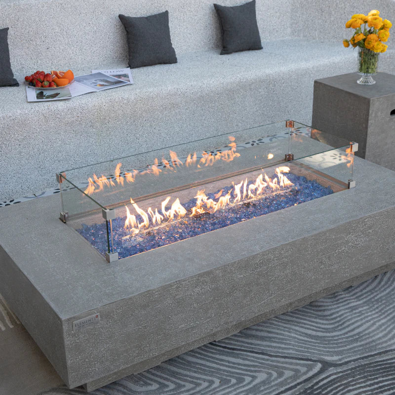 Elementi Plus Riviera Rectangular Concrete Fire Pit Table - OFG415LG