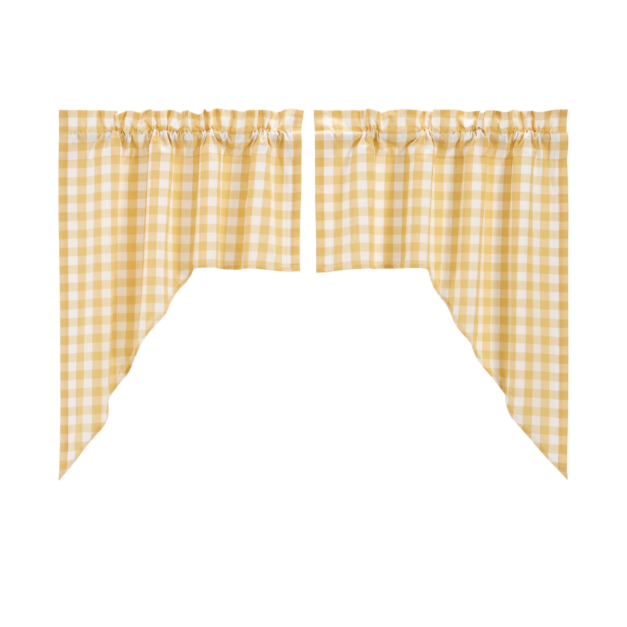 Annie Yellow Buffalo Check Lined Swag Curtains Set