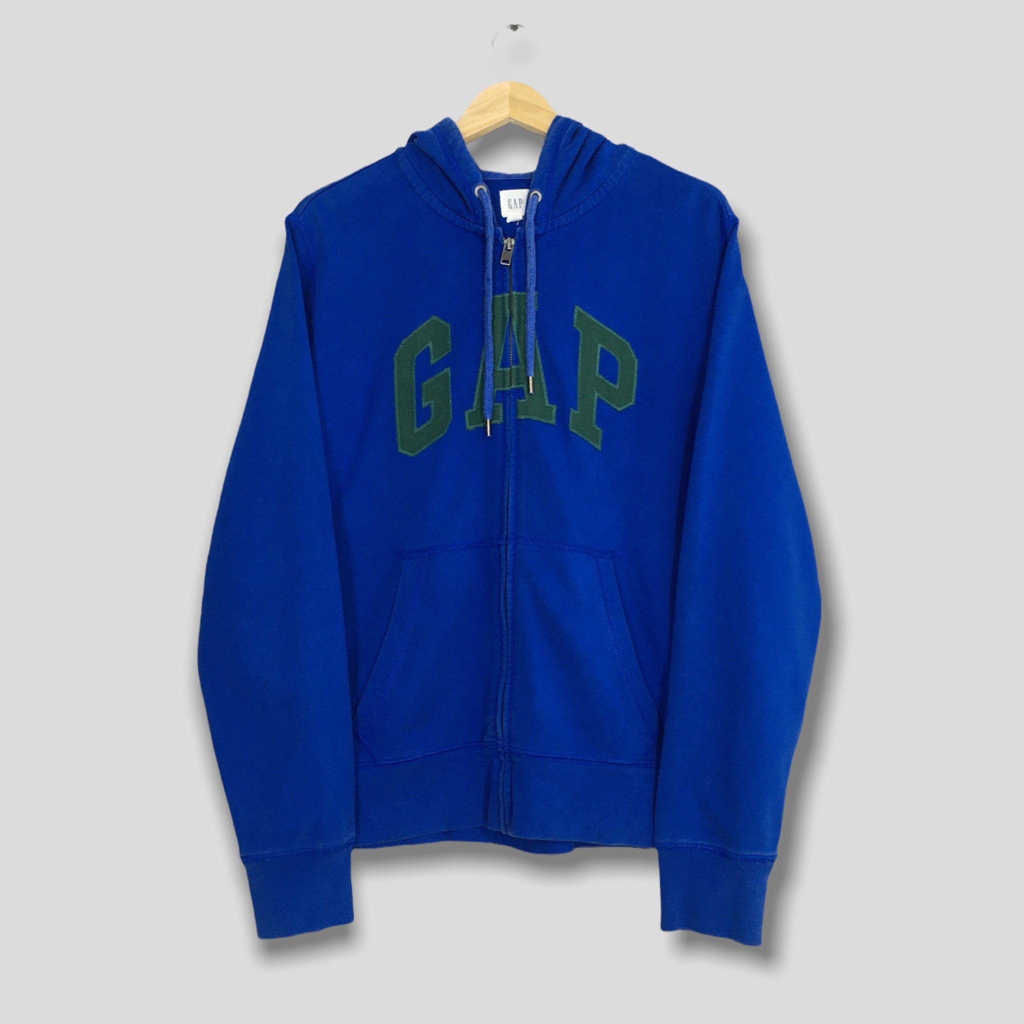 Vintage Gap Zipper Hoodie Sweatshirt - Medium Size, Blue