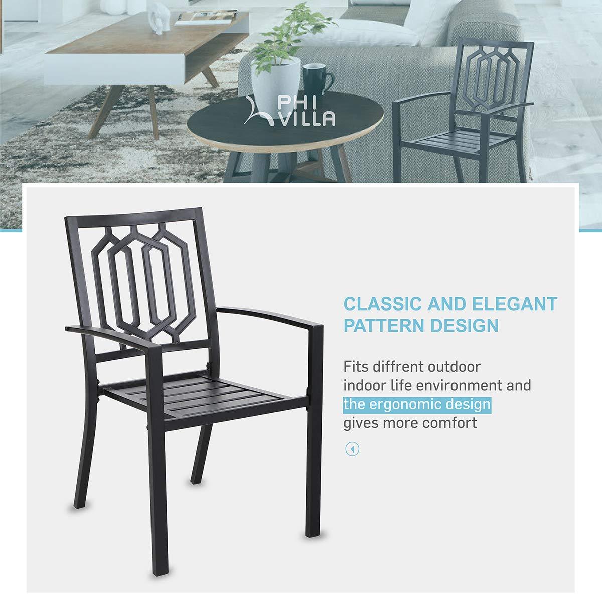 PHI VILLA 7-Piece Outdoor Patio Dining Set with Stackable Chairs and Rectangle Table