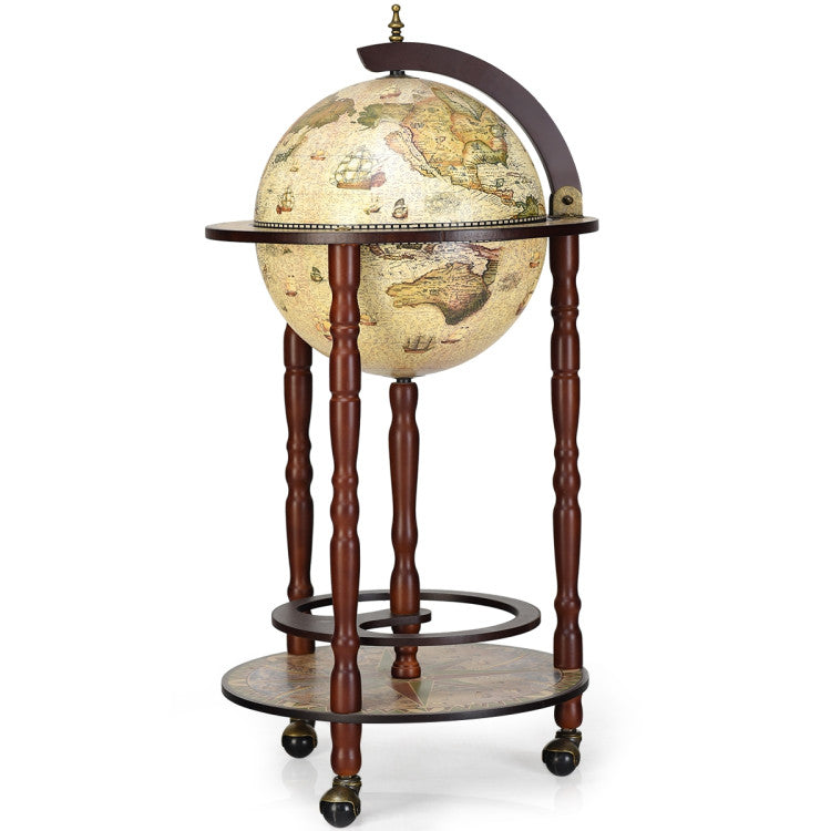 18th Century Inspired Italian Globe Wine Bar Stand with Storage