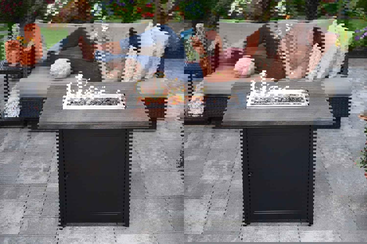 Endless Summer "The Marc" Outdoor Rectangular Steel Frame LP Gas Fire Pit