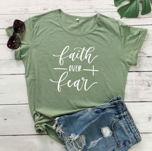 Faith Over Fear Women's Milk Fiber Casual T-Shirt