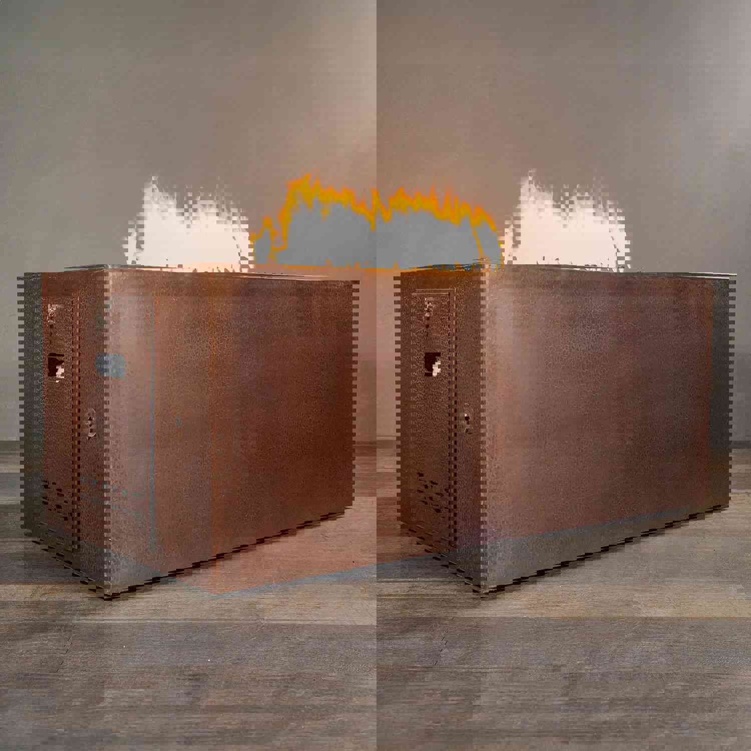 60 x 32 Moreno Copper Rectangle Gas Fire Pit with Hidden Propane Tank