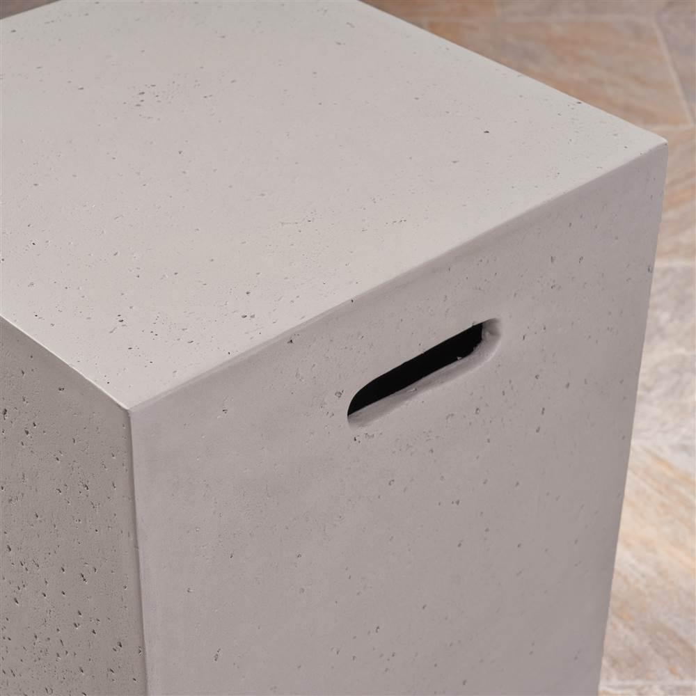 Alison Outdoor 40" Rectangle Gas Fire Pit with Tank Holder, Light Gray