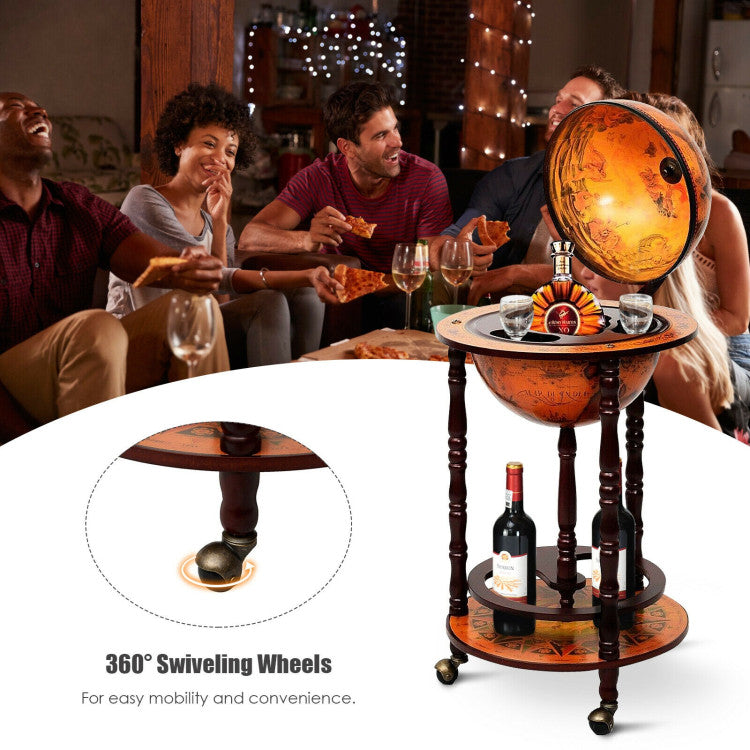 18th Century Inspired Italian Globe Wine Rack with Storage