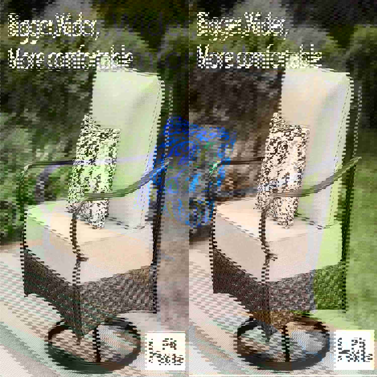 Phi Villa 4-Seater Outdoor Steel & Rattan Sofa Set with Fire Pit