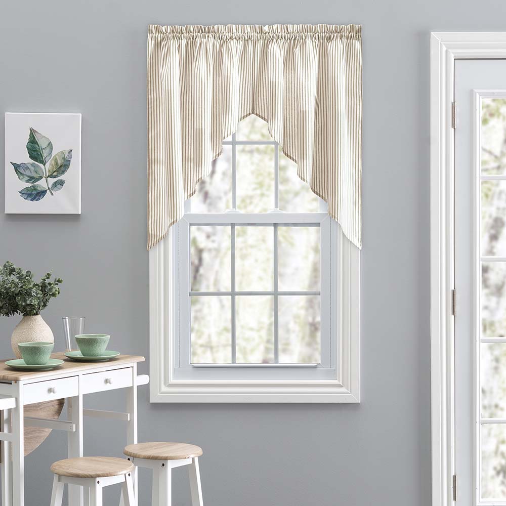 Ellis Classic Ticking Stripe Tailored Swag Curtains 56x36