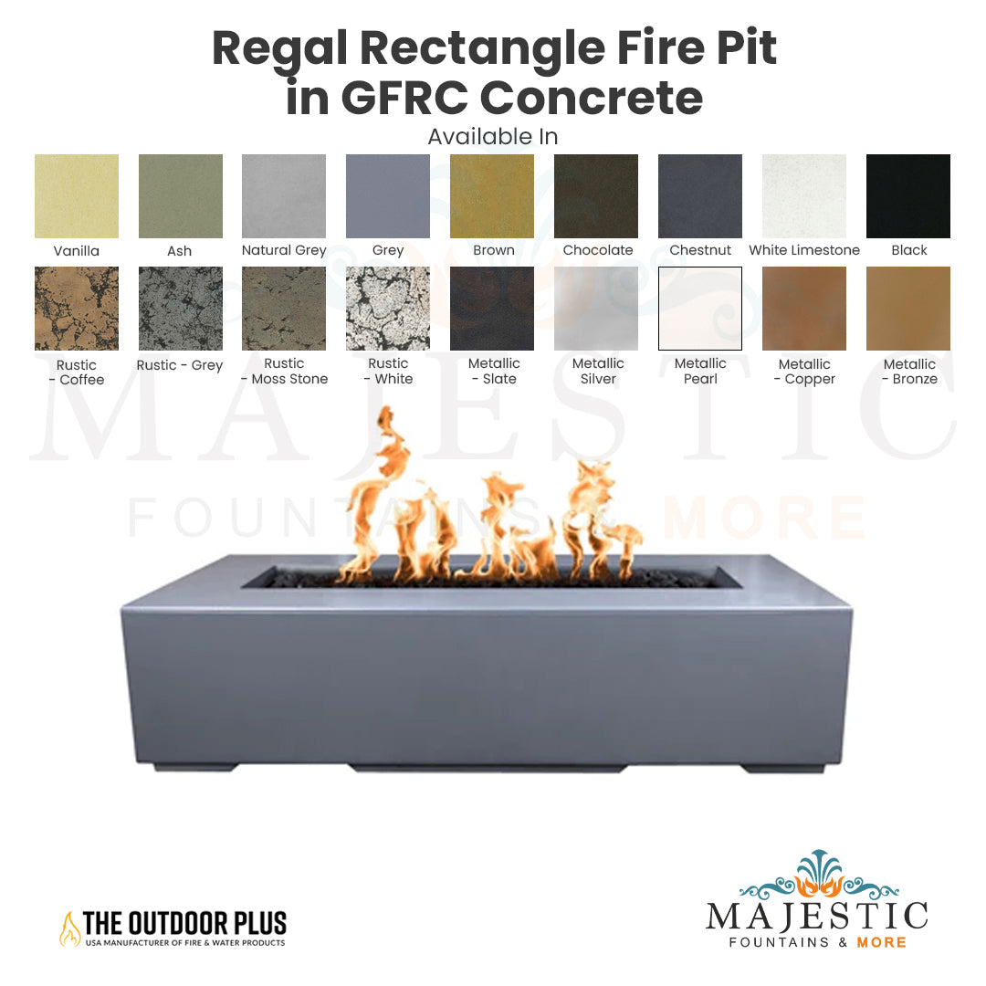 The Outdoor Plus Regal Rectangle Fire Pit with Electronic Ignition