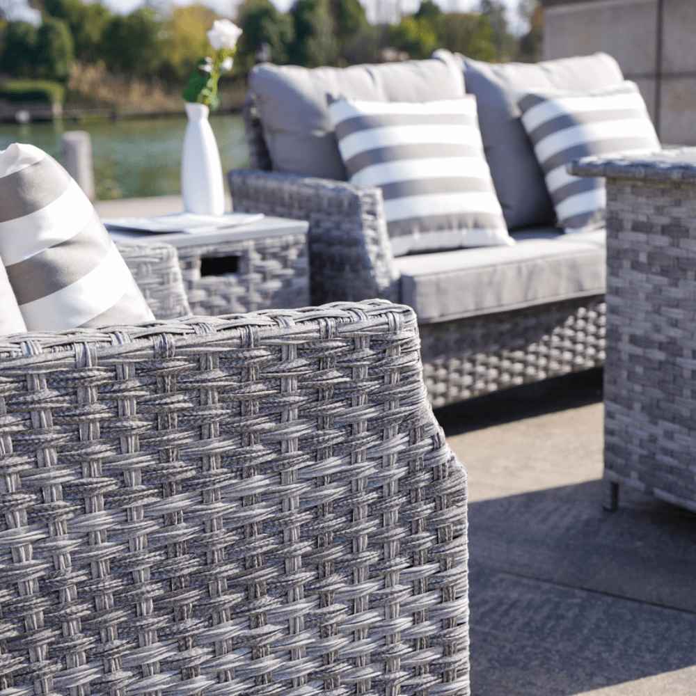 Enhanced Outdoor Comfort with Amora 5-Piece Wicker Set and Fire Pit