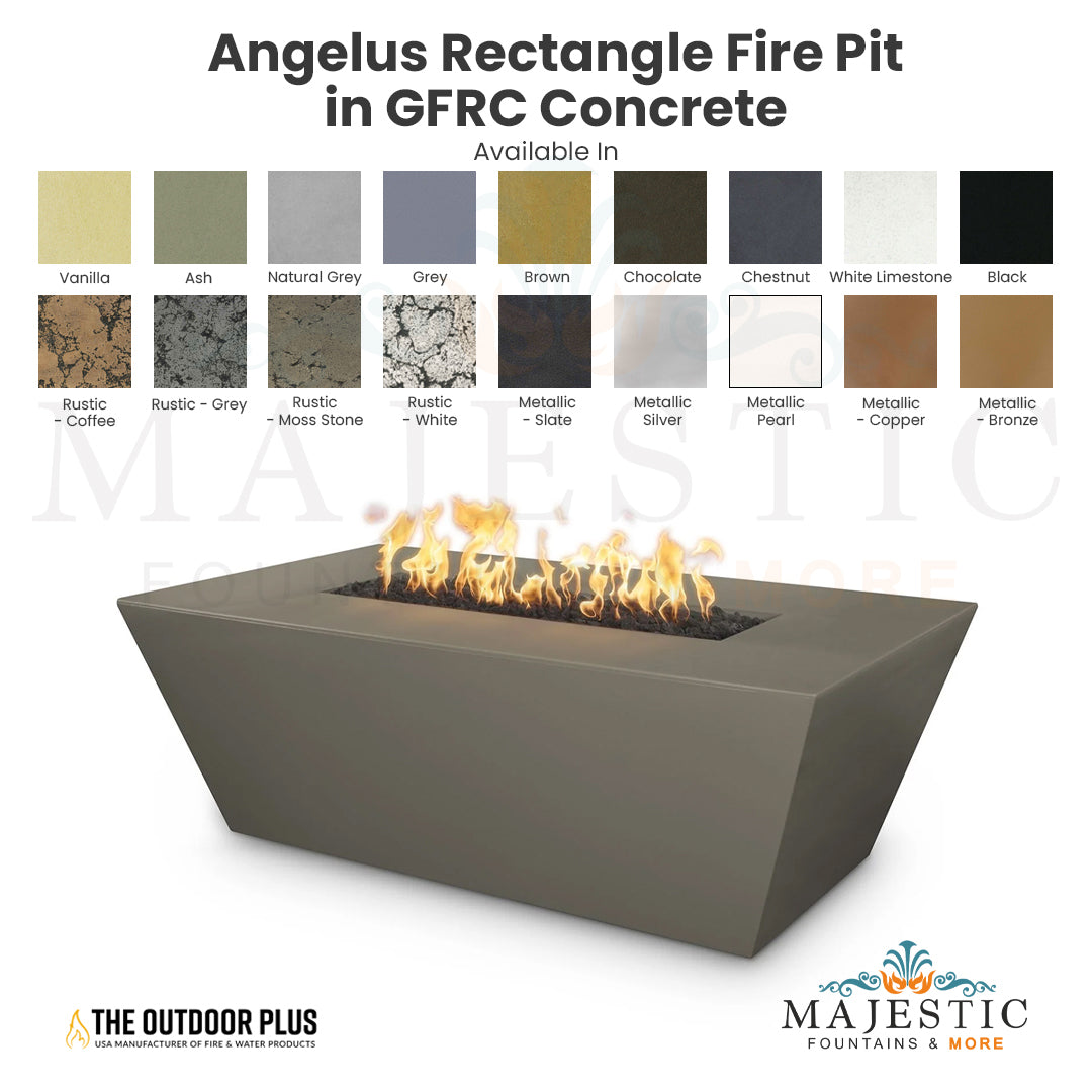 Premium GFRC Concrete Rectangle Fire Pit with Cover