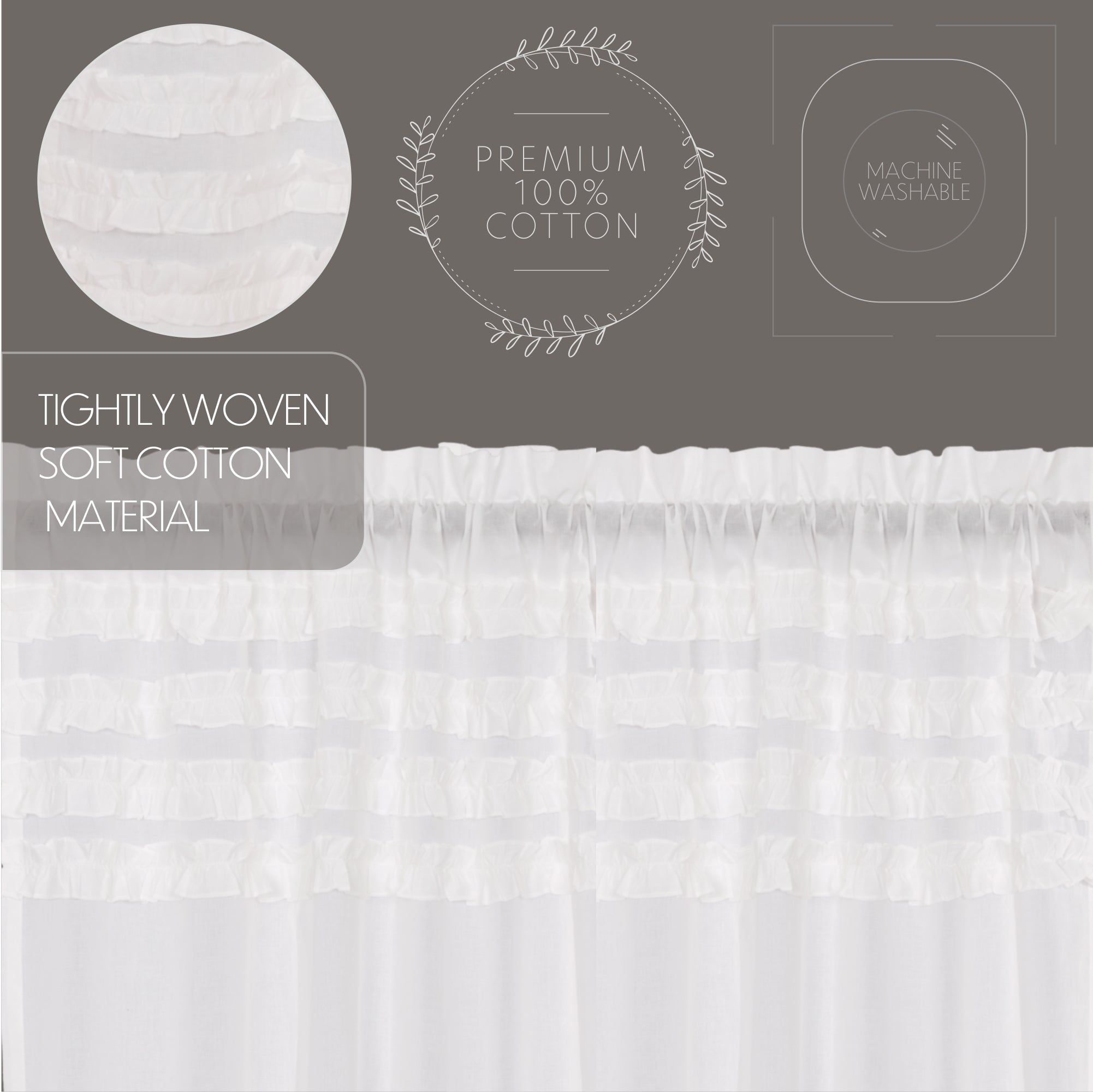 Elegant White Sheer Ruffled Swag Curtain Set