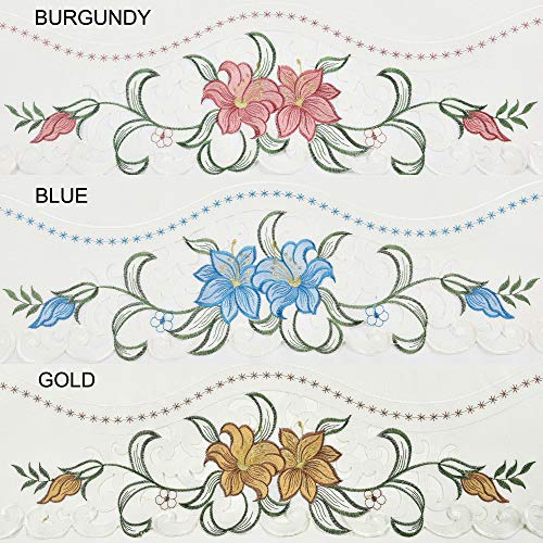 Elegant Blue Multi-Color Embroidery Swag and Tiers Curtain Set
