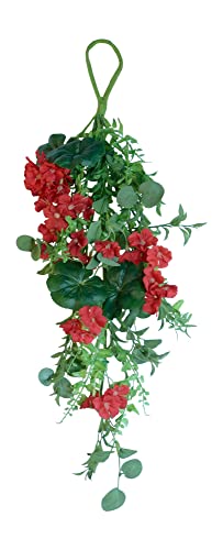 25 Inch Artificial Geranium Teardrop Swag, Vibrant Summer Blooms