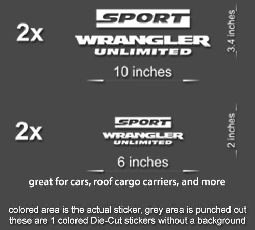 4x Premium Jeep Wrangler Sport Decals Stickers for TJ JK CJ YJ JL #60632