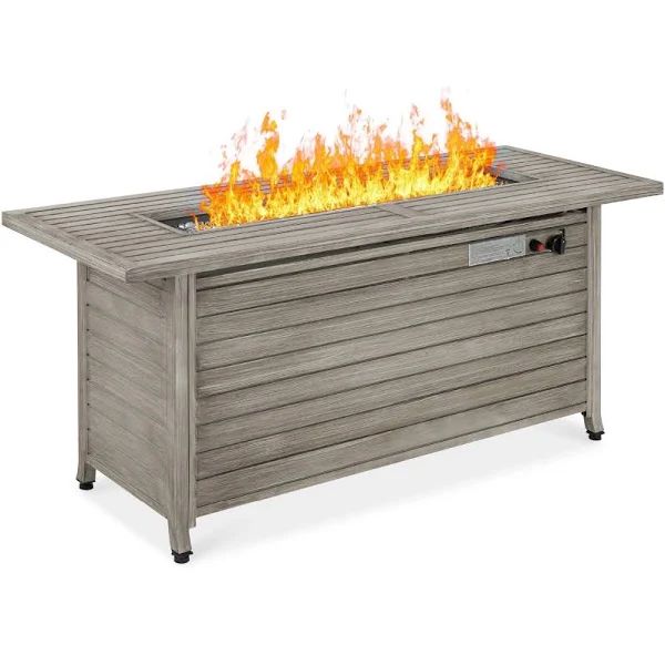 Best Choice Products 57" 50,000 BTU Rectangular Propane Gas Fire Pit Table with Cover and Glass Beads - Gray