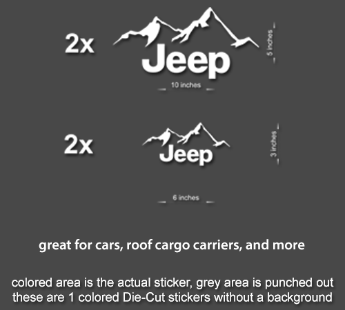 4x Premium Jeep Mountain Decals Stickers for Jeep Wrangler TJ JK CJ YJ JL