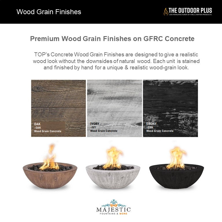 Elegant Wood Grain Concrete Fire Pit with Cover