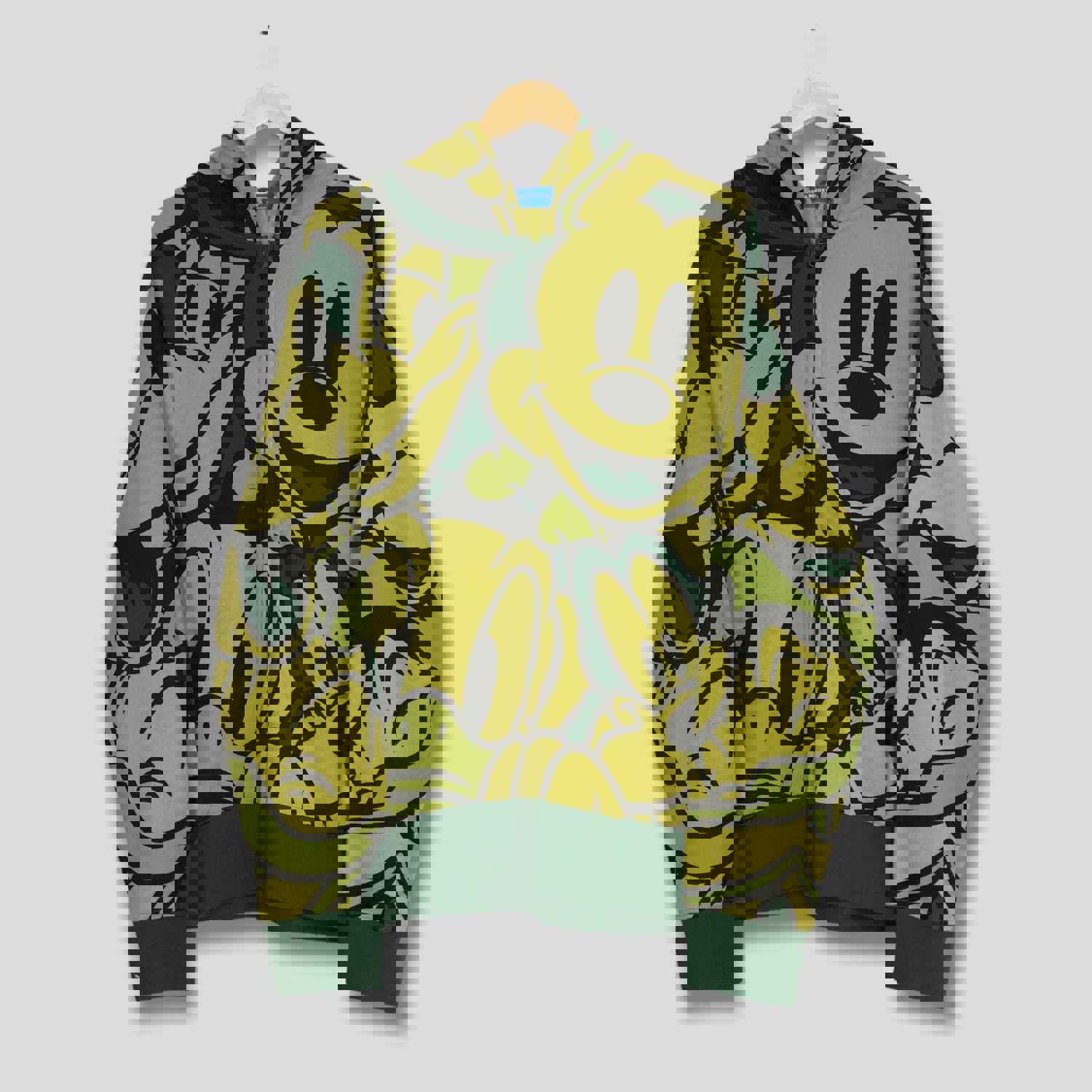 Vintage Mickey Mouse Full-Print Hoodie Sweatshirt - Large Size