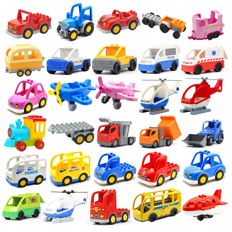 Haiyico Large Building Blocks Set for Kids - Compatible with Duplo, Vehicle and City Themes