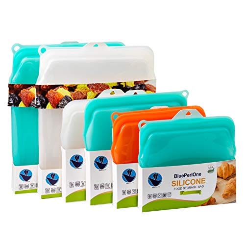 BluePerlOne Silicone Storage Bags - 2-XL, Food Grade, Reusable, BPA Free