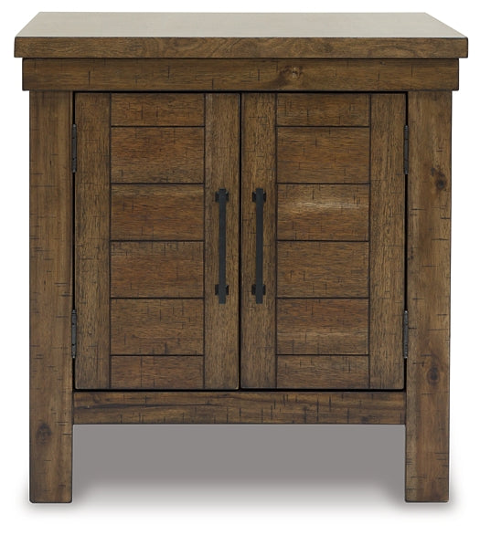 Elegant Acacia Wood End Table with Tobacco Brown Finish