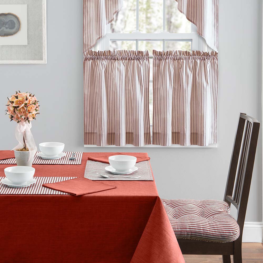 Ellis Classic Ticking Stripe Tailored Swag Curtains 56x36