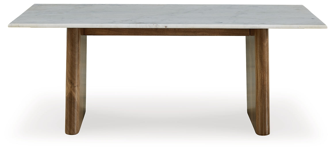 Isanti Mango Wood and Marble Rectangular Cocktail Table