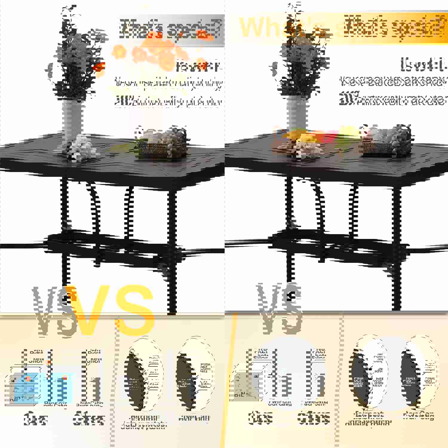 Phi Villa Outdoor Metal Rectangle Dining Table with Umbrella Hole