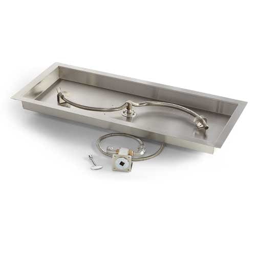 HPC Fire FPPK Push Button Flame Sensing Gas Fire Pit Kit with Rectangular Bowl Pan
