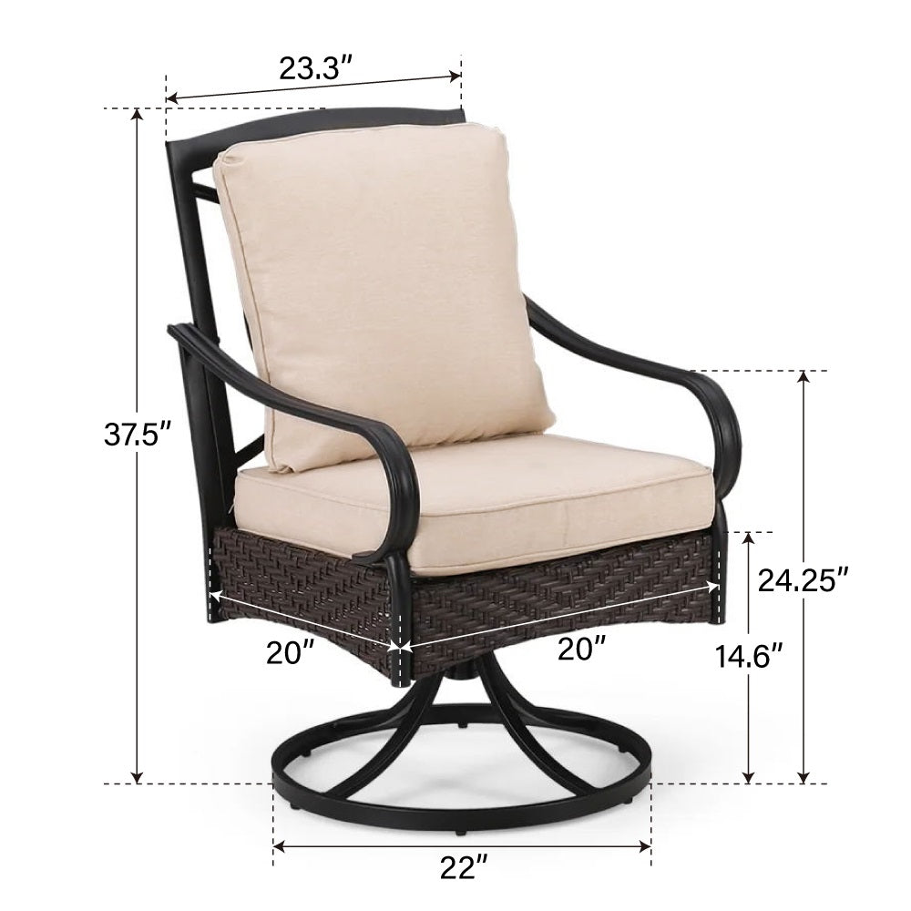 5-Piece Outdoor Dining Set with Rattan Swivel Chairs and Square Table PHI VILLA