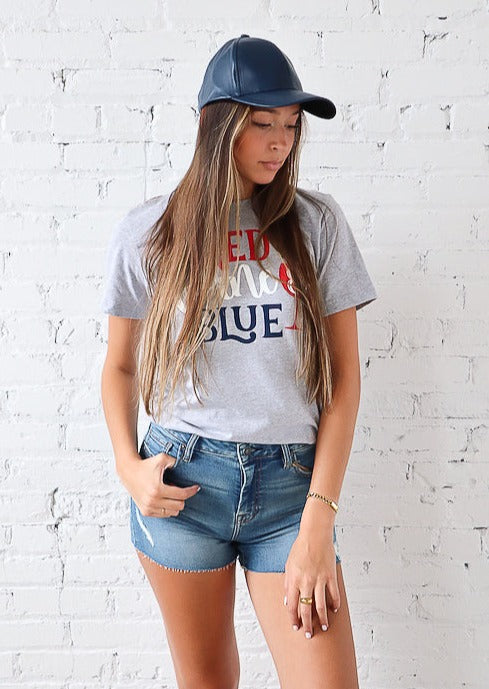 Luxury Soft Cotton Red Wine & Blue T-Shirt