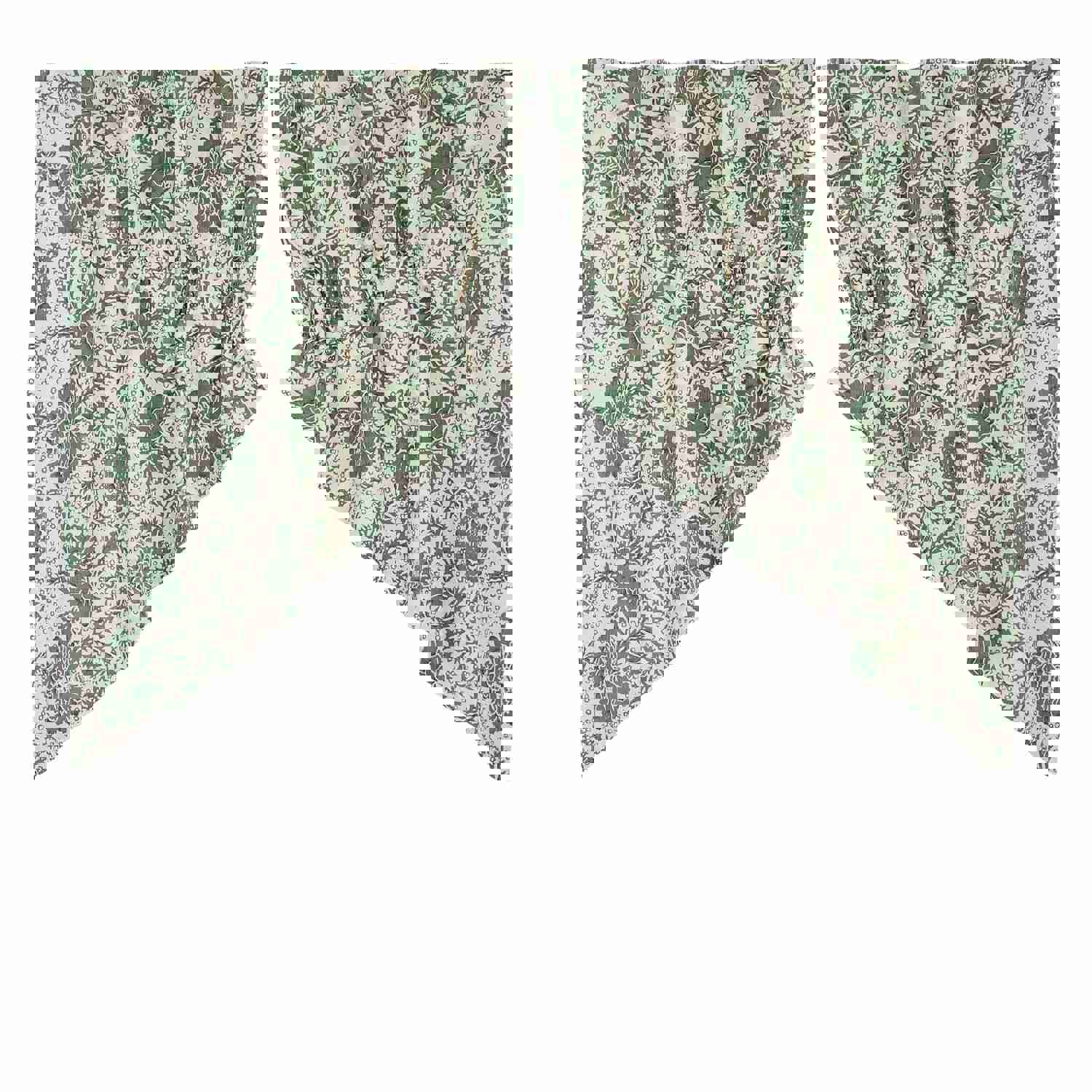 Elegant Dorset Green Floral Lined Prairie Swag Curtains
