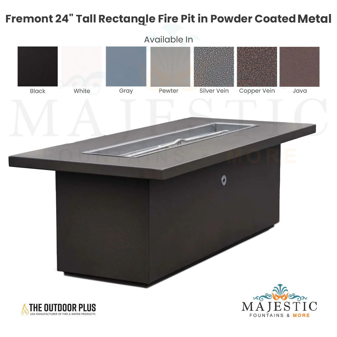 Outdoor Plus Fremont 24" Tall Rectangle Fire Pit with Powder Coated Metal and Free Cover