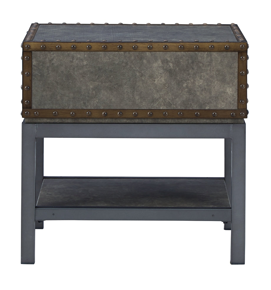 Vintage Industrial Style End Table with USB Charging