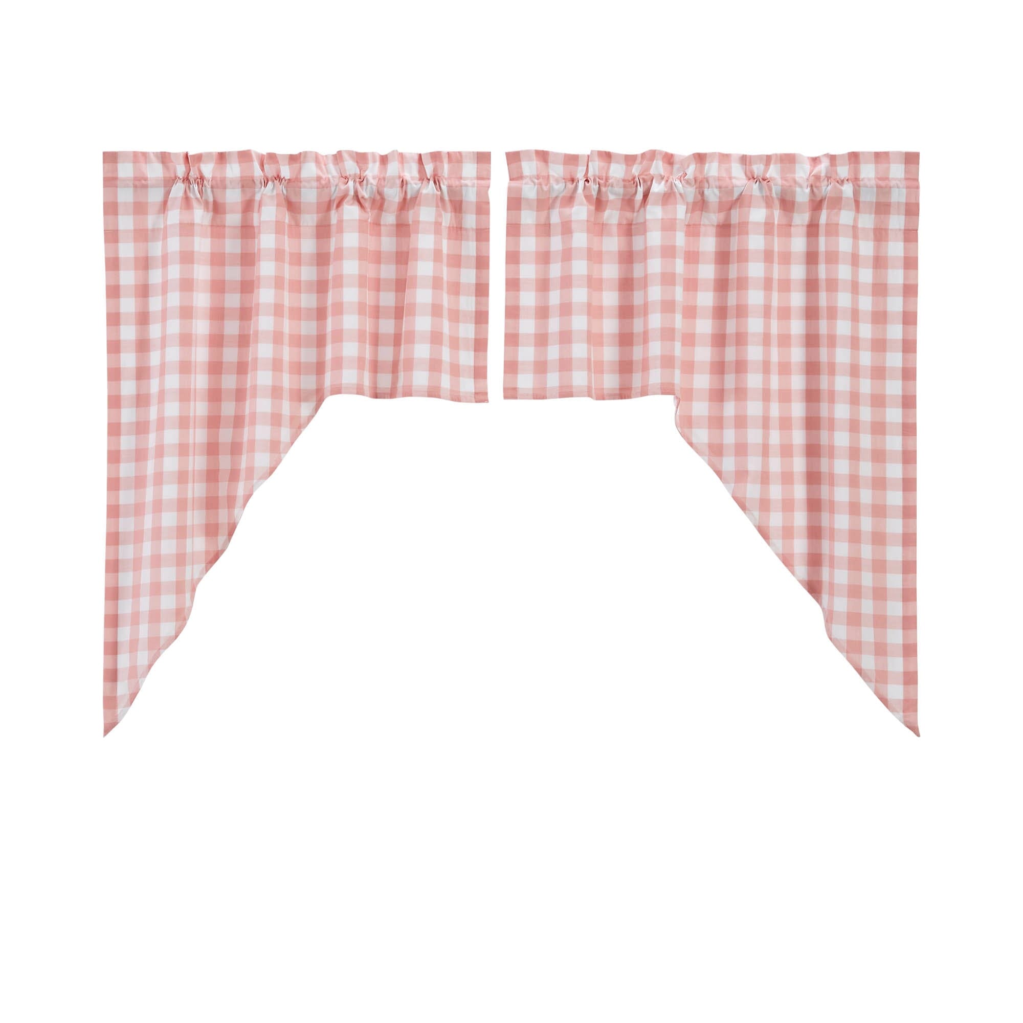Annie Coral Buffalo Check Lined Swag Curtains Set