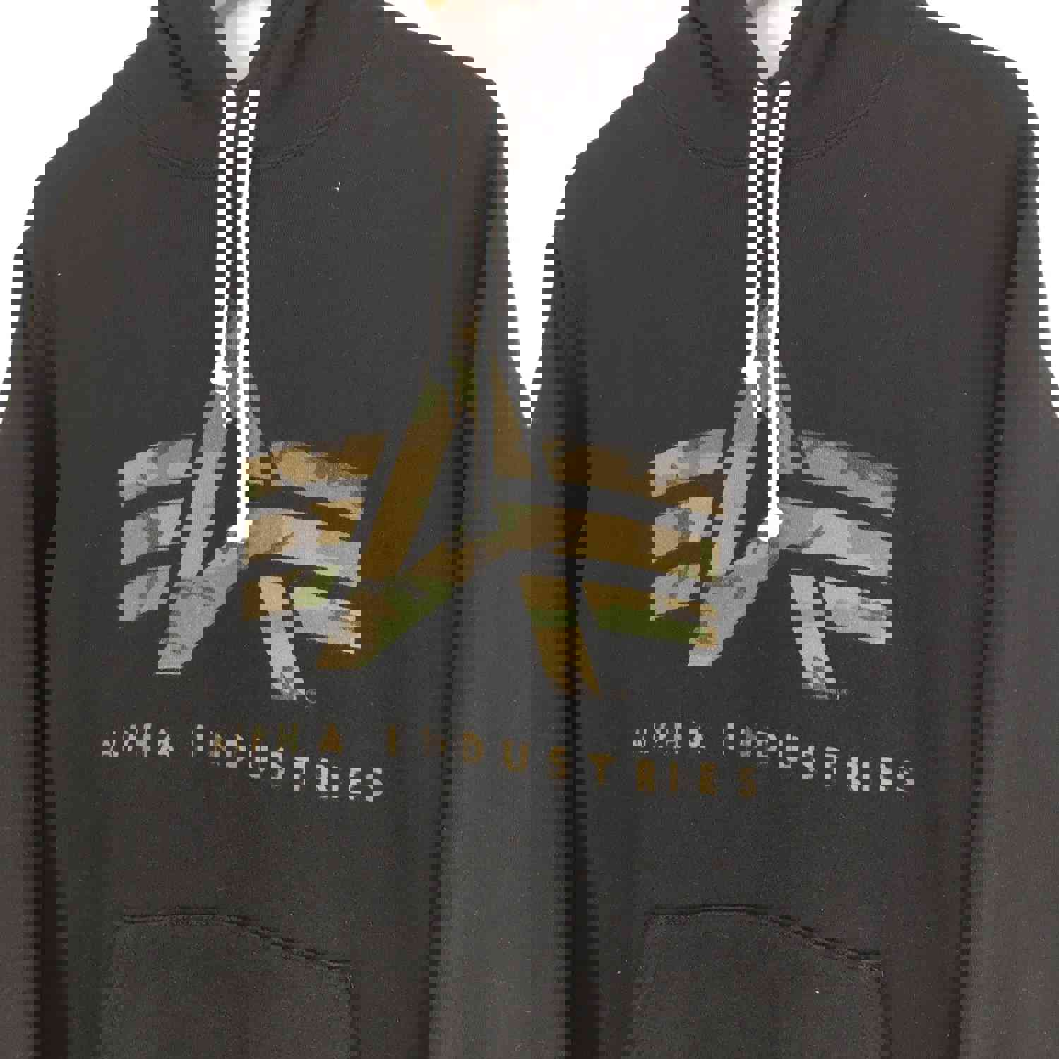 Vintage 90s US Army Alpha Industries Black Hoodie Sweater - Medium