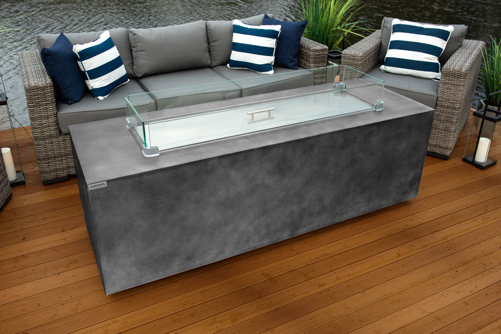 Elegant 70" Concrete Gray Outdoor Propane Fire Pit Table