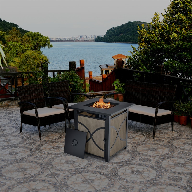 25" Square Propane Fire Pit Table with 40,000 BTU Heat and CSA Certification