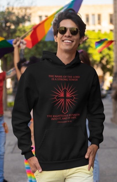 F&H Christian The Name of the Lord is A Strong Tower Men's Hoodie