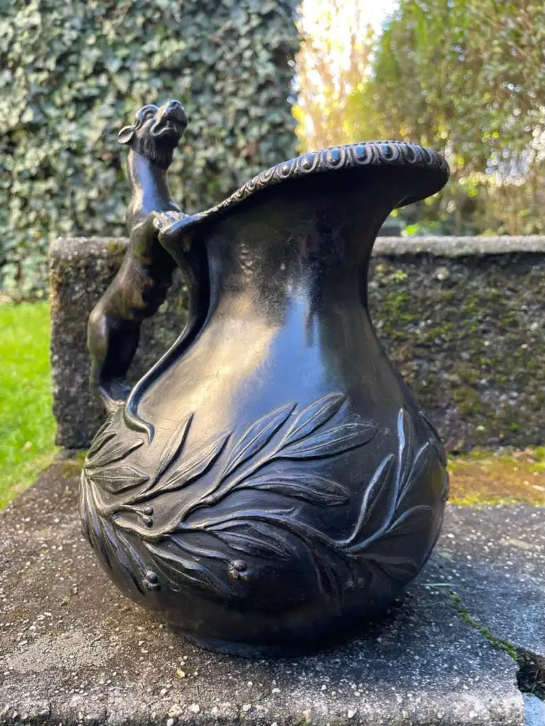 19th Century Italian Grand Tour Bronze Panther Handled Askos