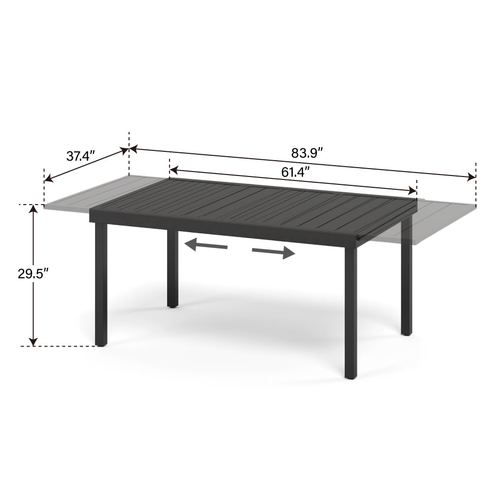 PHI VILLA Outdoor Dining Set with Textilene Chairs & Adjustable Table