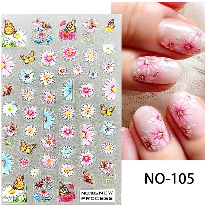 Elegant Floral Nail Art Stickers Set for Spring/Summer 2023