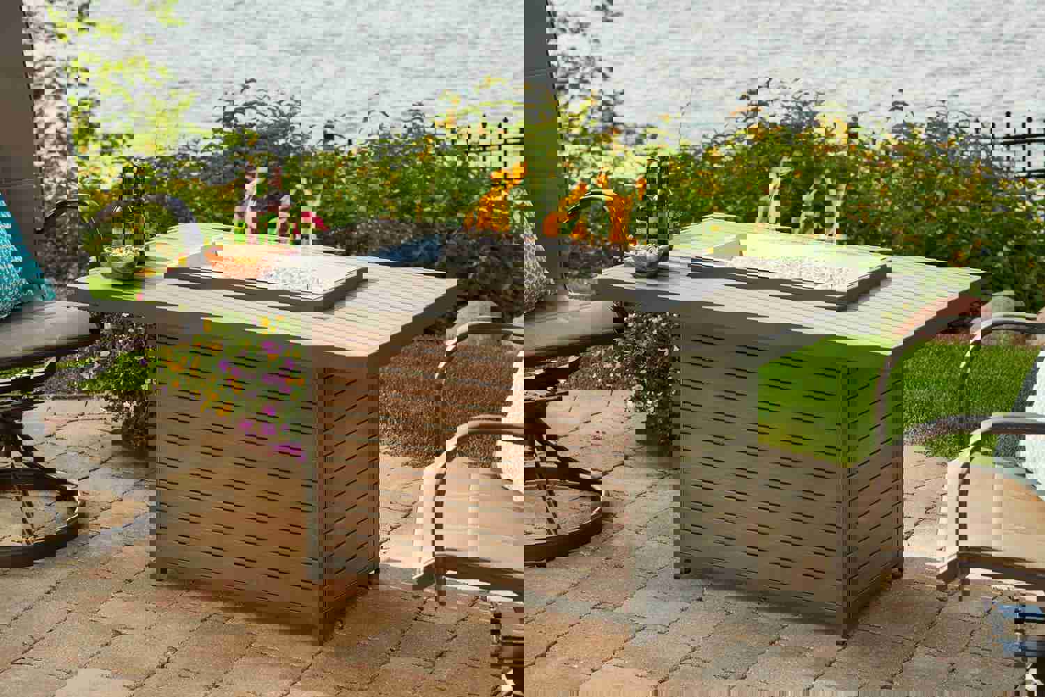 Contemporary Outdoor GreatRoom Brooks 50" Rectangular Gas Fire Pit Table